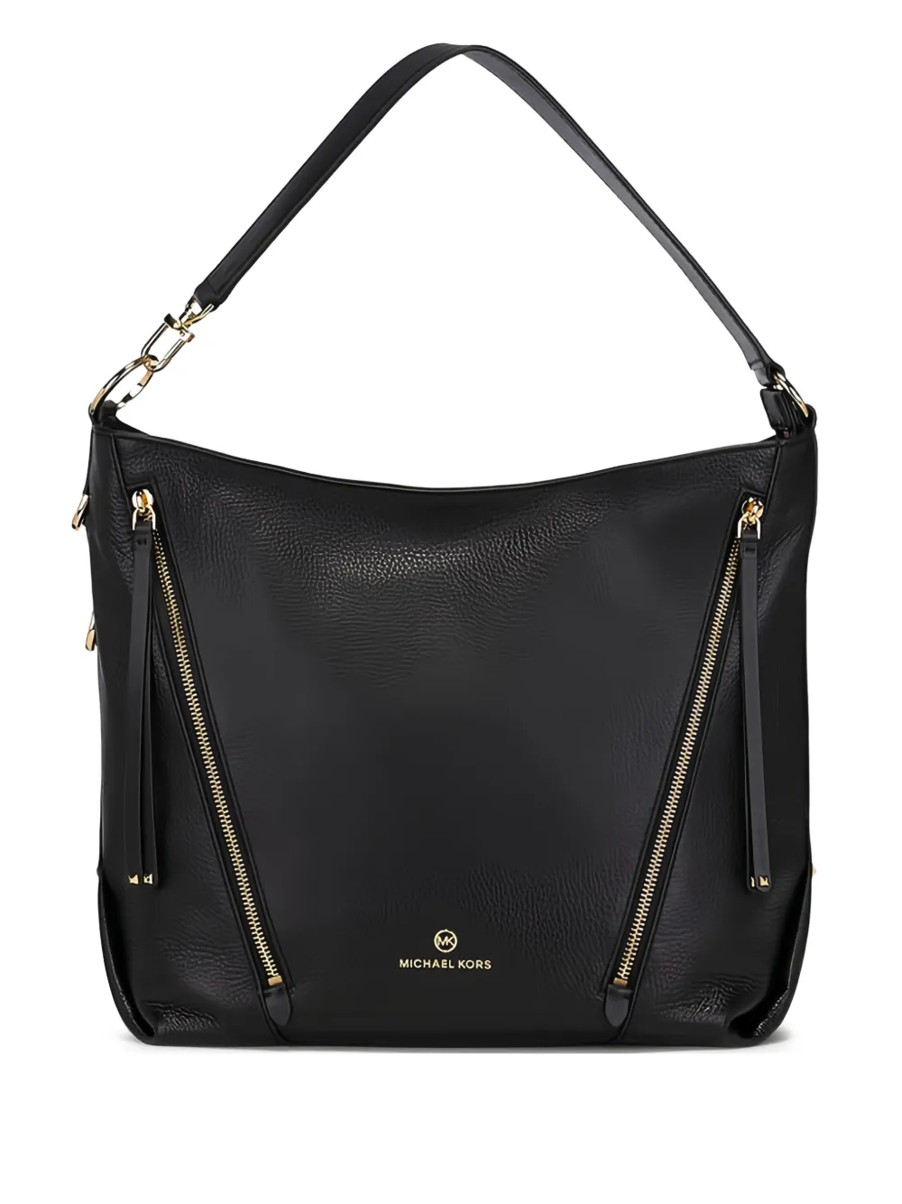 Michael Kors large zip-detail leather shoulder bag Zwart