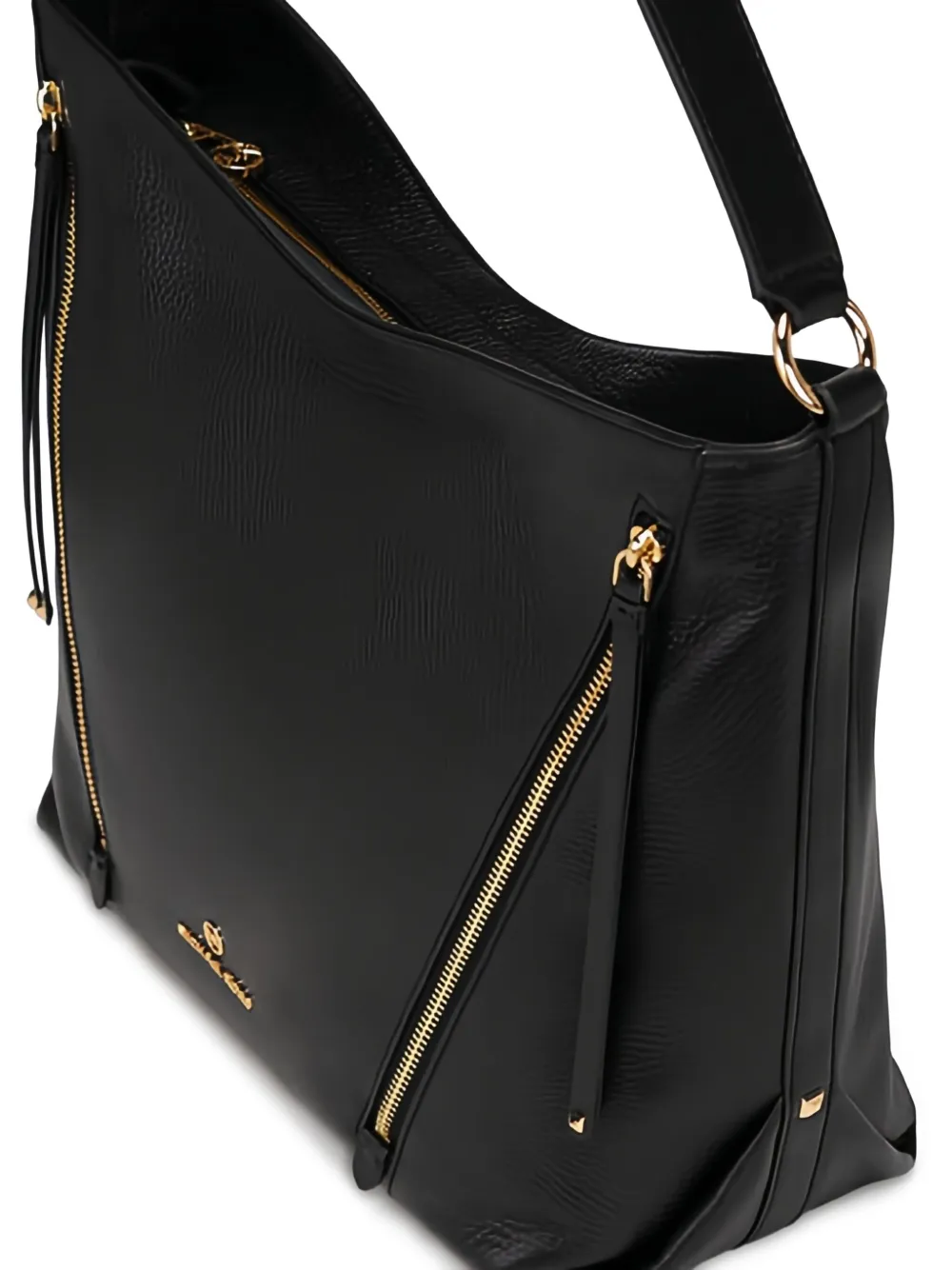 Michael Kors large zip-detail leather shoulder bag Zwart