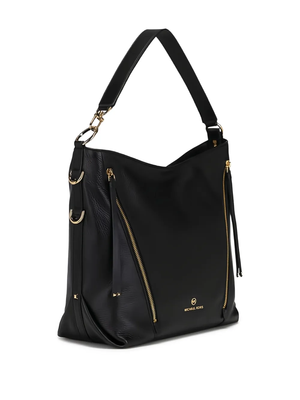 Michael Kors large zip-detail leather shoulder bag Zwart