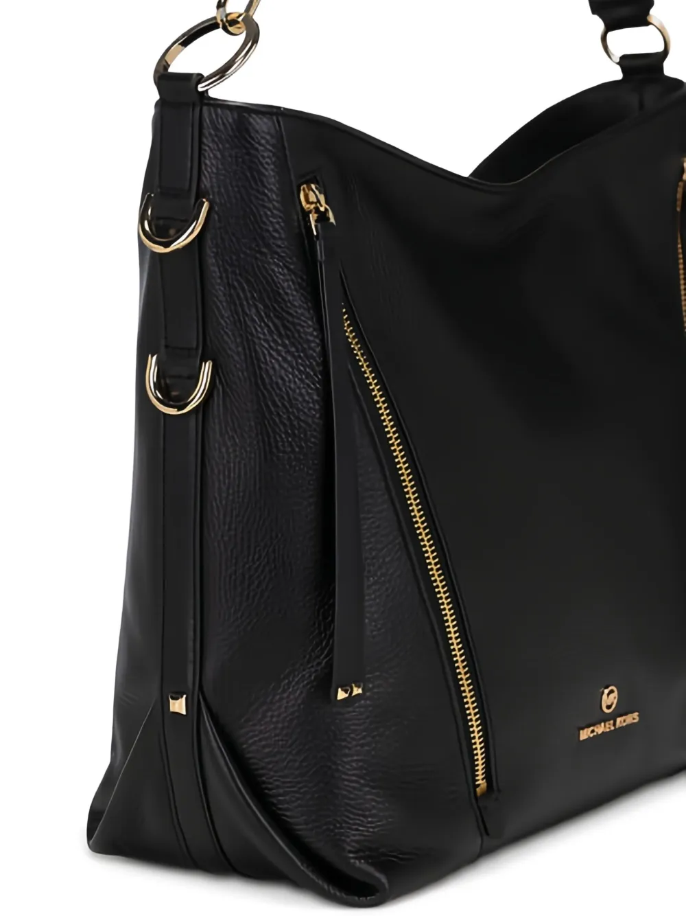 Michael Kors large zip-detail leather shoulder bag Zwart