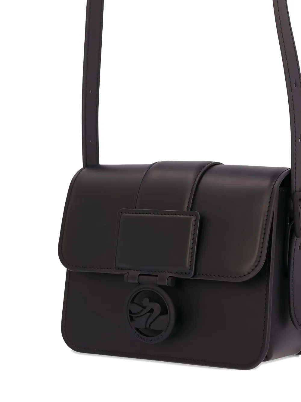 Longchamp Box-trot Leather Flap-closure Satchel Bag In Black