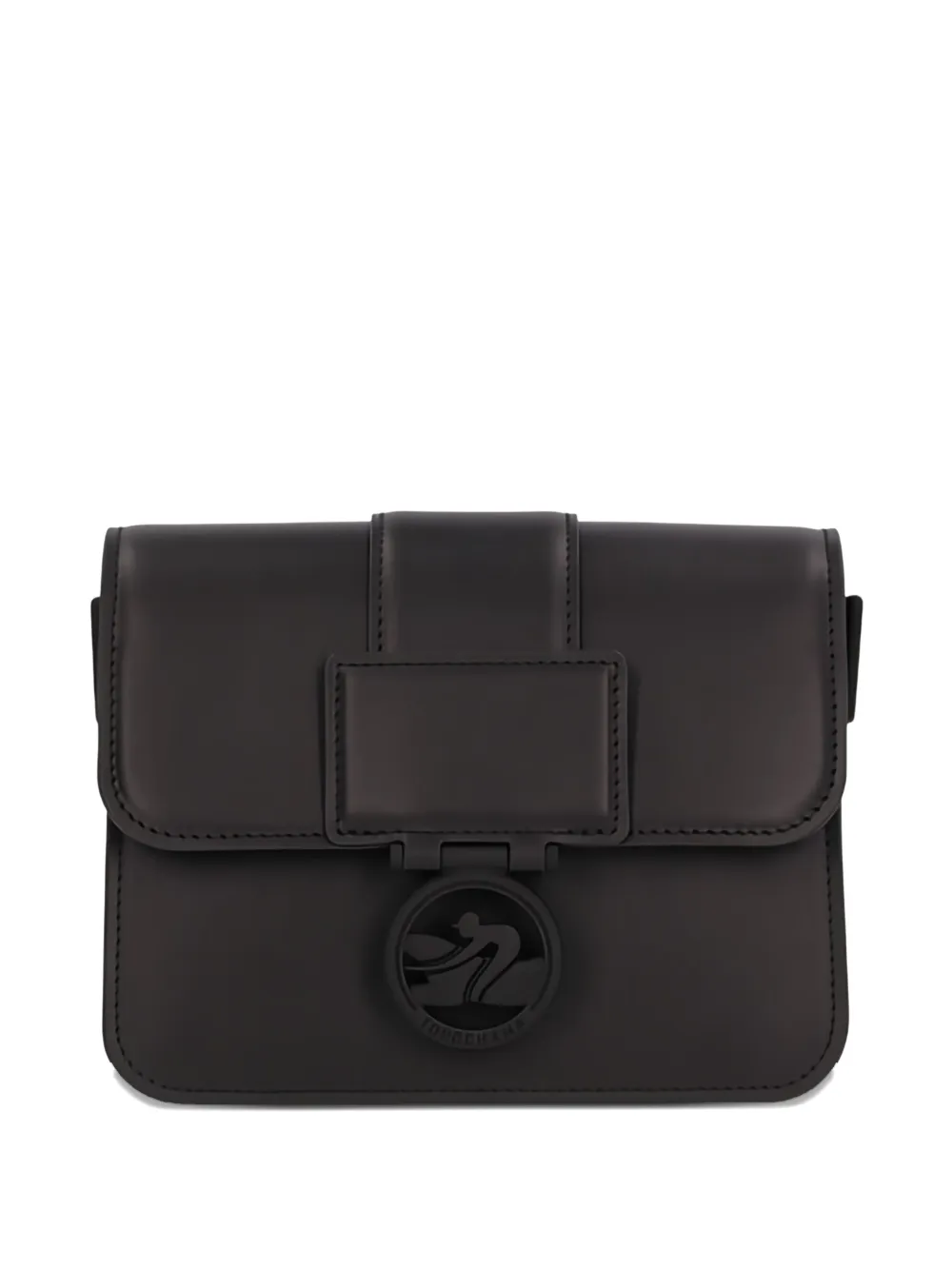 Longchamp Box-trot Leather Flap-closure Satchel Bag In Black