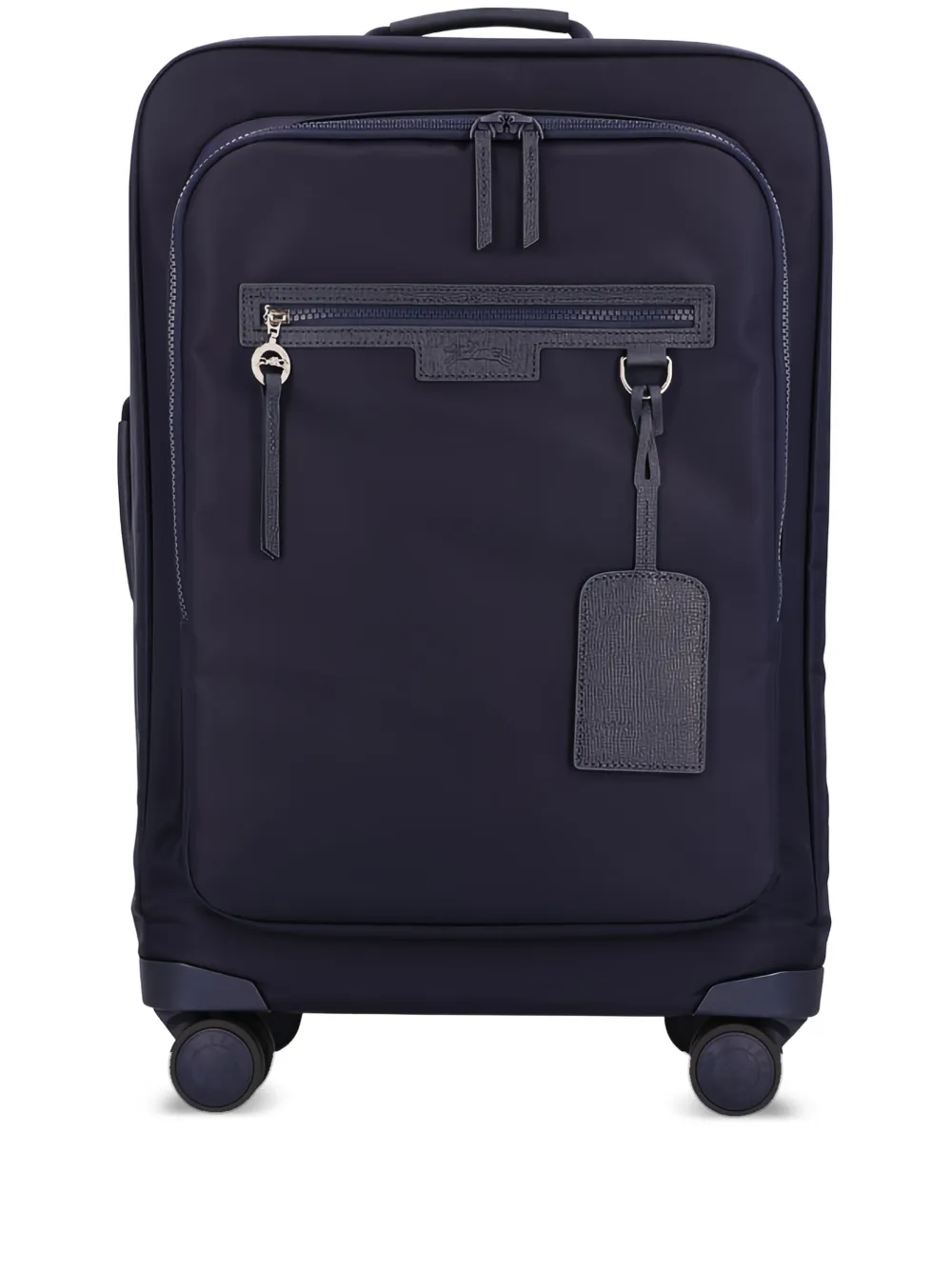wheeled leather-trimmed troley