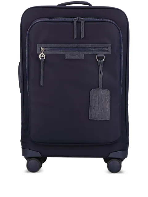 Longchamp wheeled leather-trimmed trolley