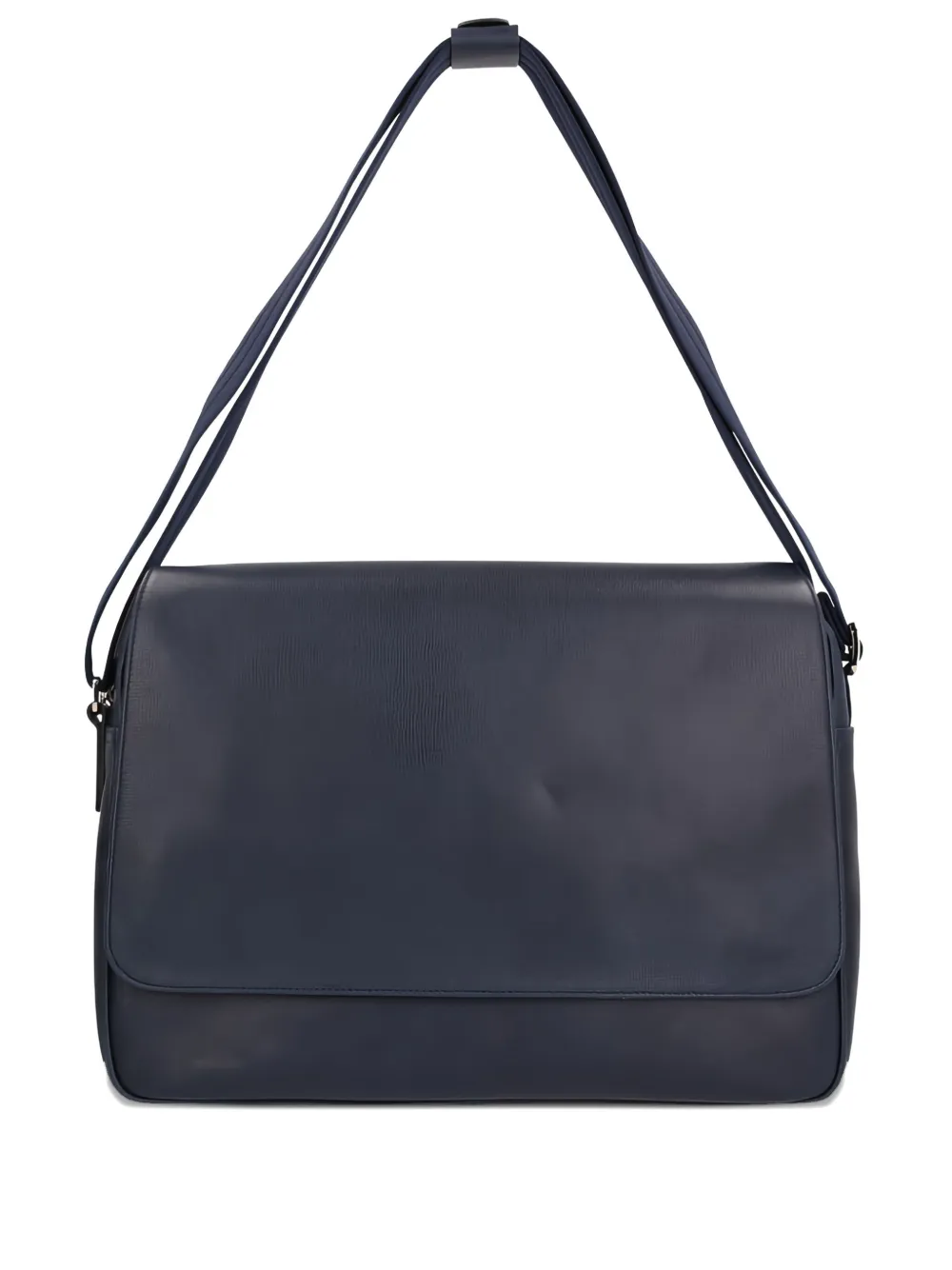 flap-closure leather satchel bag