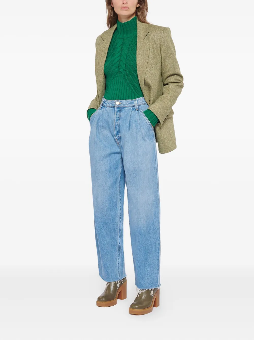 MOTHER Geplooide jeans met franje - Blauw