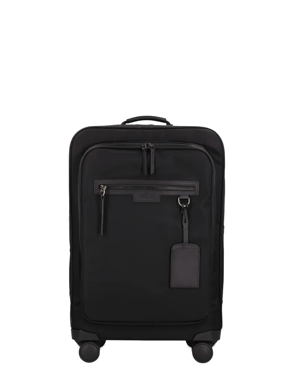 Longchamp leather-trimmed wheeled trolley - Nero