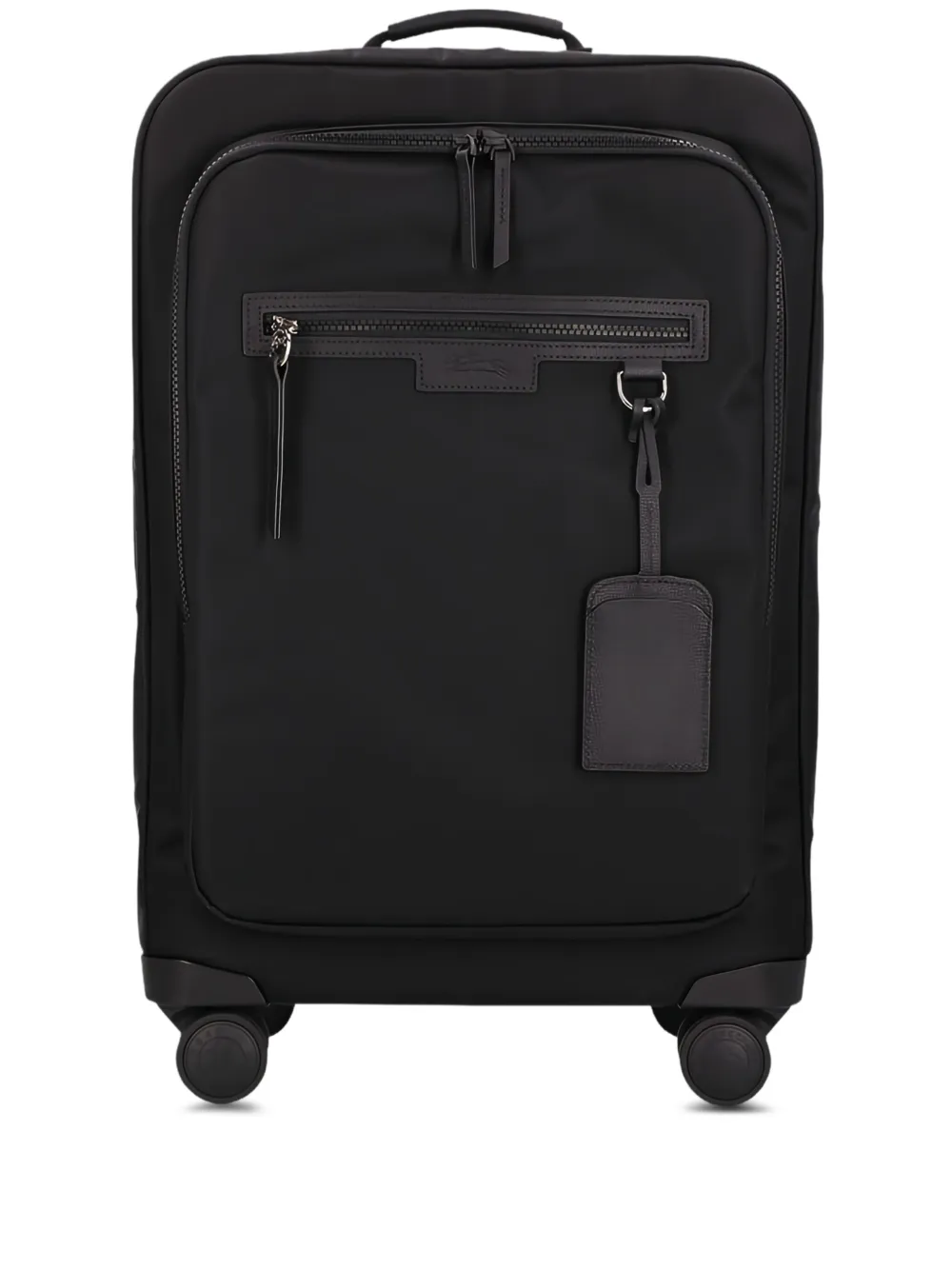 leather-trimmed wheeled trolley