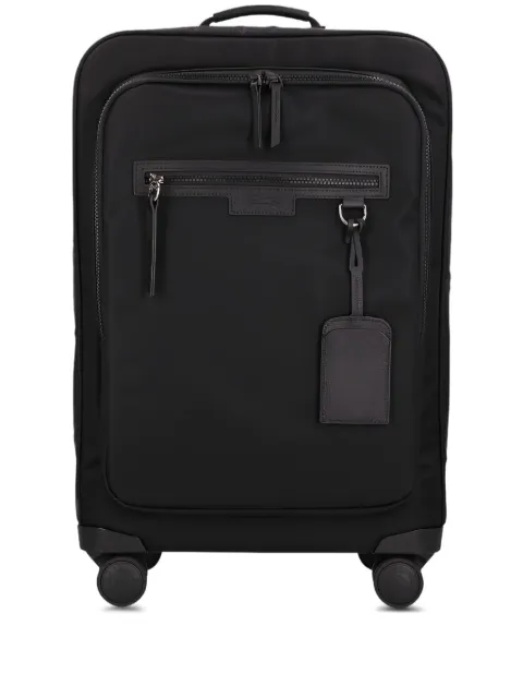 Longchamp leather-trimmed wheeled trolley