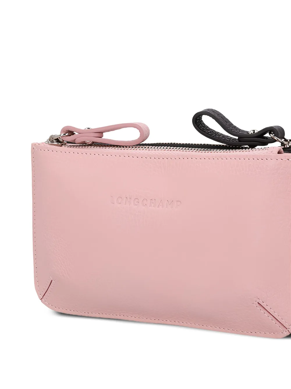 Longchamp double-zip leather coin purse Roze