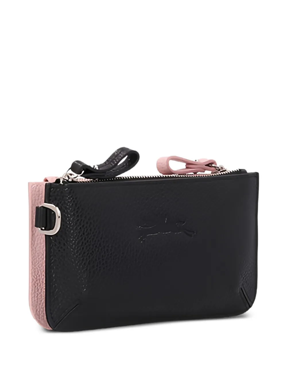 Longchamp double-zip leather coin purse Roze