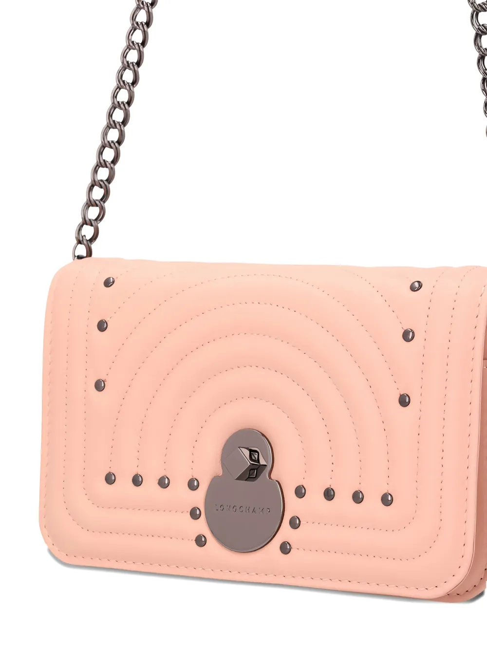 Longchamp Gewatteerde portemonnee met ketting en studs Roze