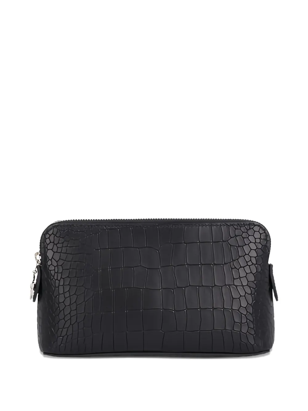 Longchamp crocodile-embossed zip clutch bag - Zwart