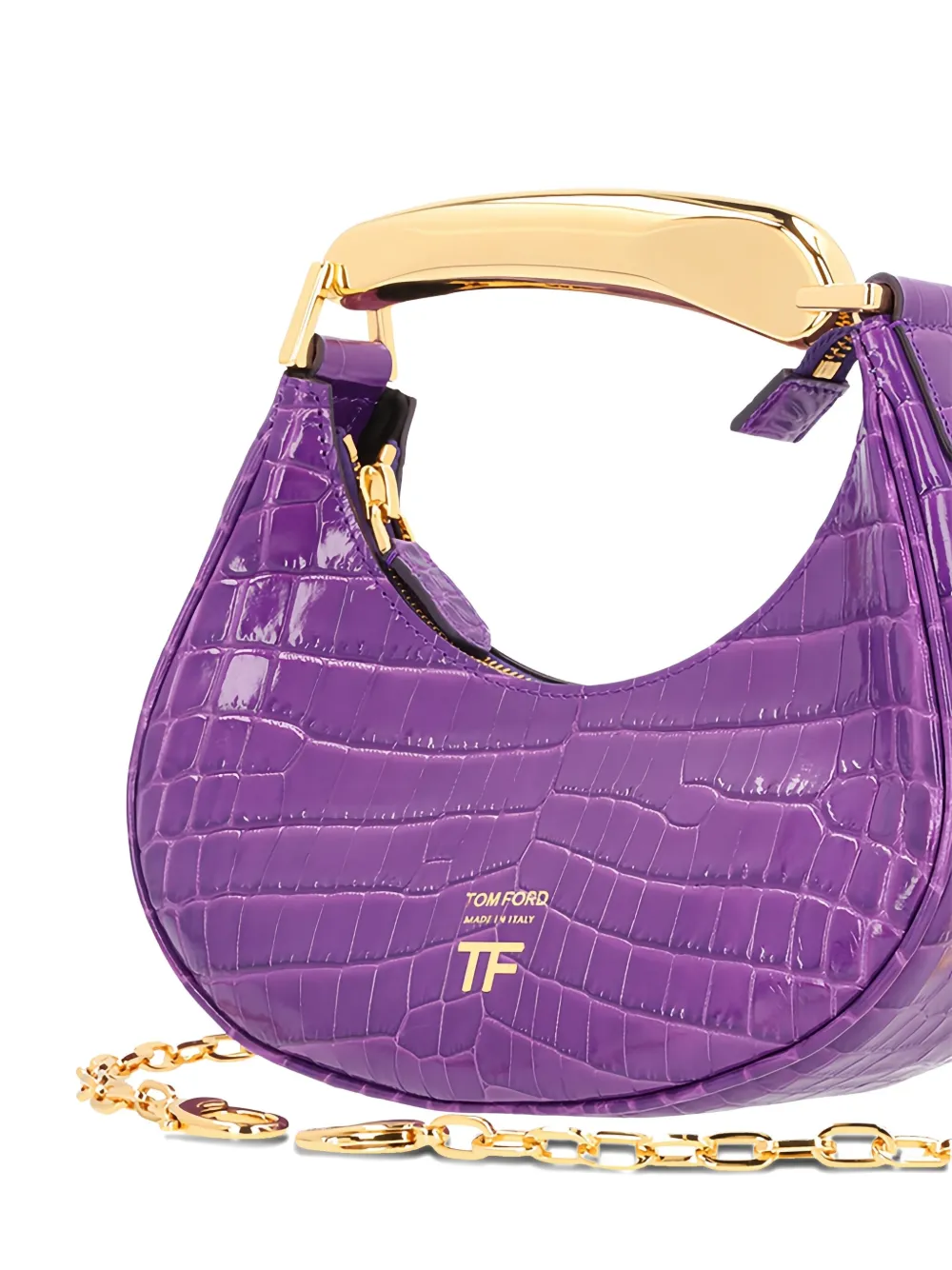 TOM FORD Mini shopper met krokodillen-reliëf en handgreep Paars