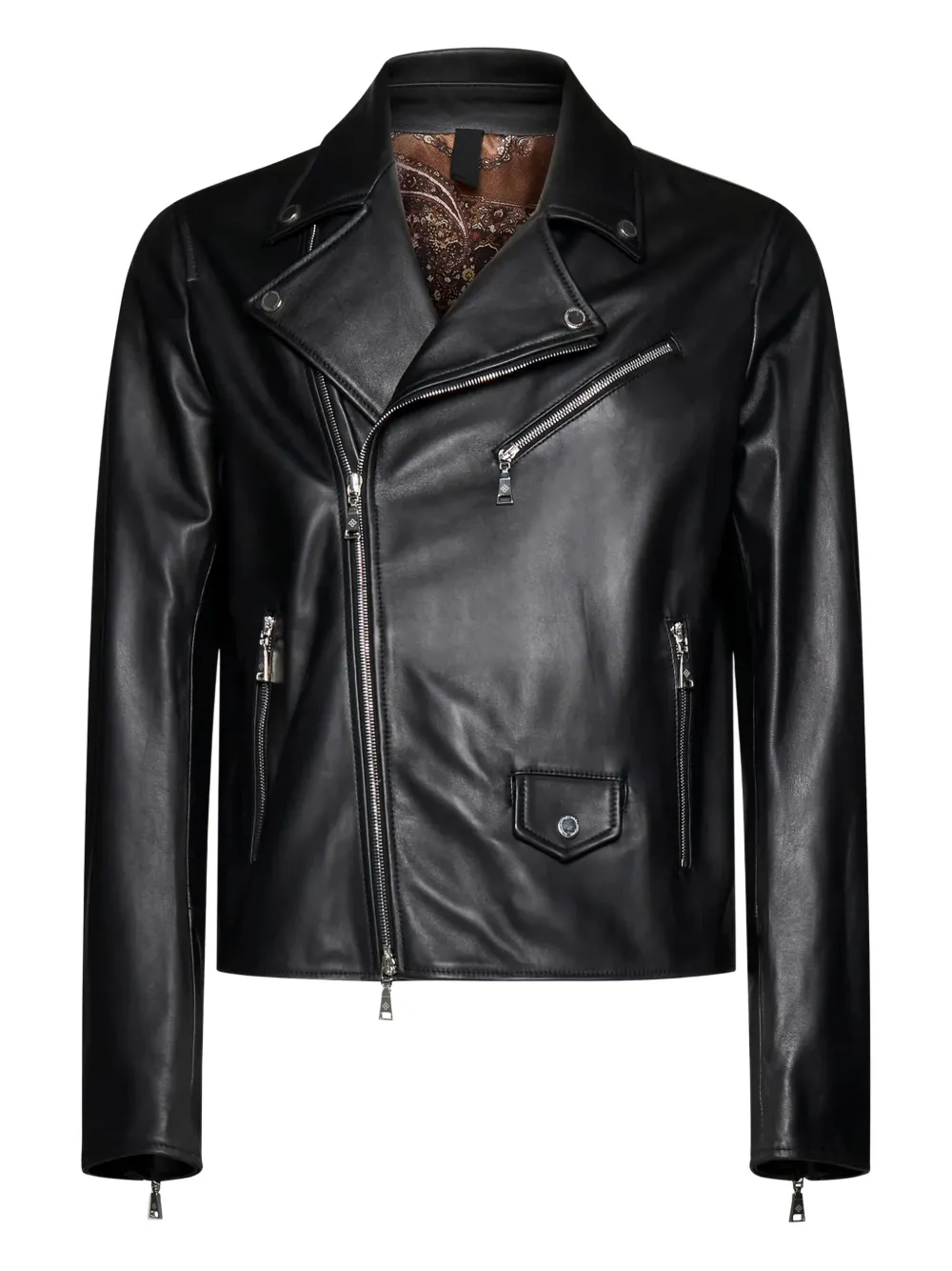 Tagliatore Leren jack met asymmetrische rits Zwart