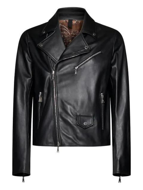 Tagliatore asymmetrical-zip leather jacket
