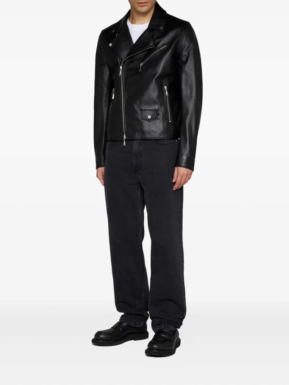 Tagliatore asymmetrical-zip leather jacket - Zwart