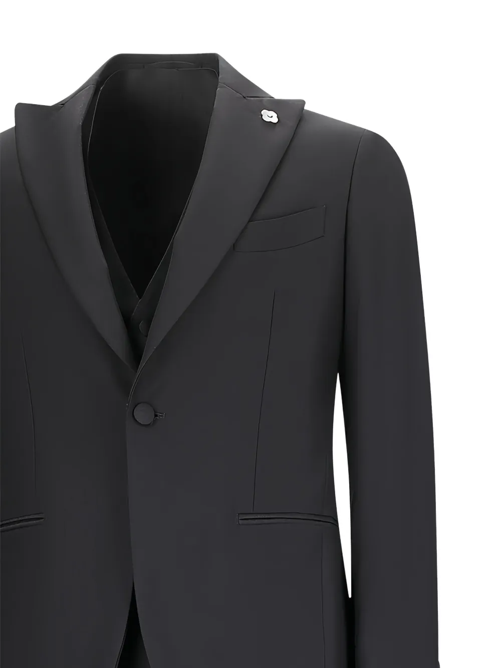 Lardini Driedelig pak met puntige revers Zwart