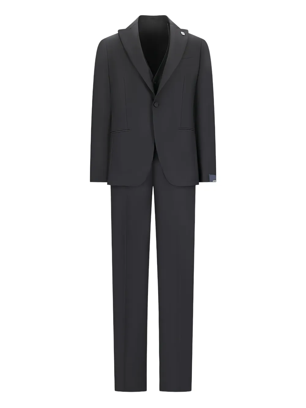 Lardini Peak-lapels Three-pieces Suit In Black