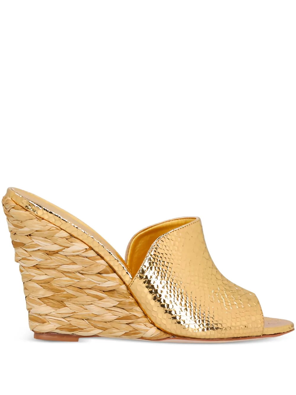 Paris Texas 100mm leather open-toe mules Gold