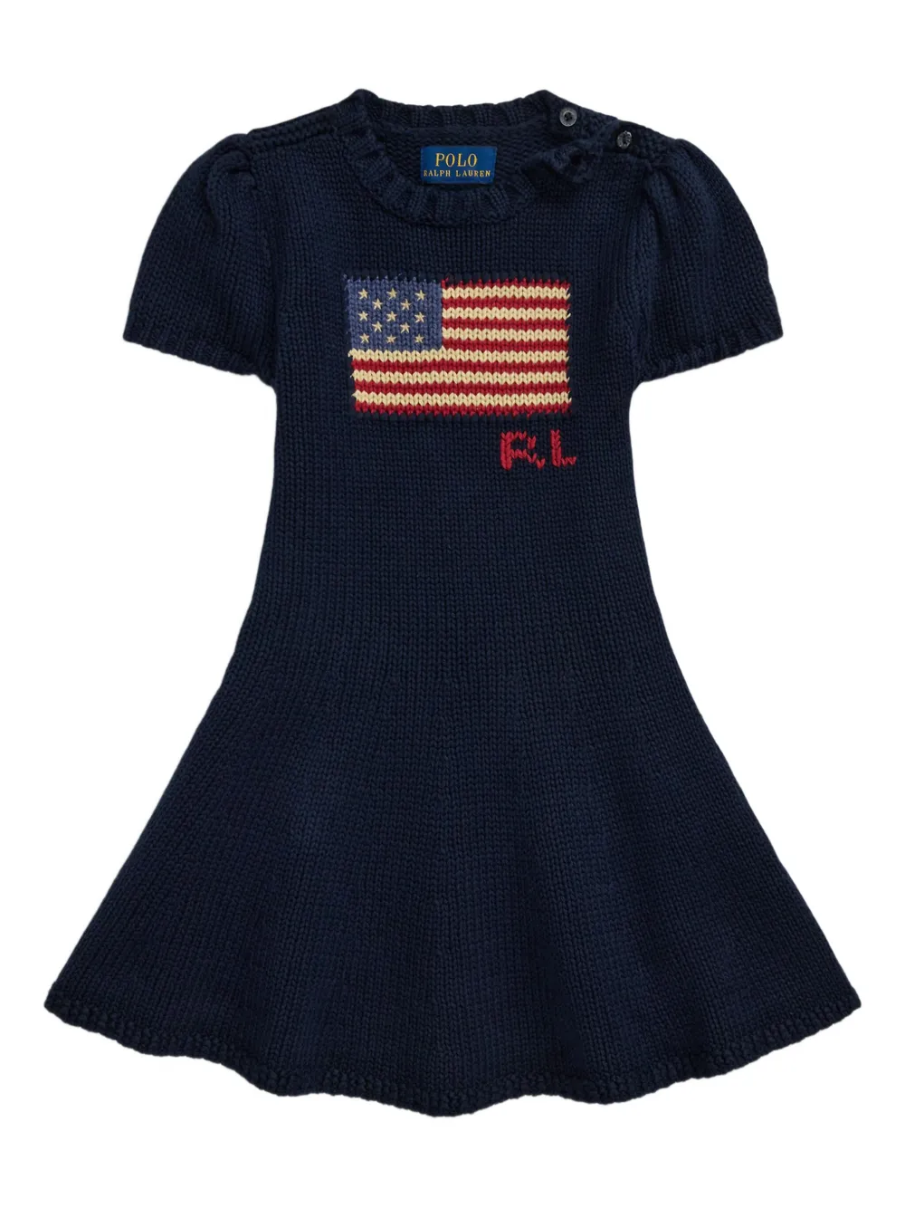 POLO RALPH LAUREN KIDS Jurk met intarsia logo Blauw