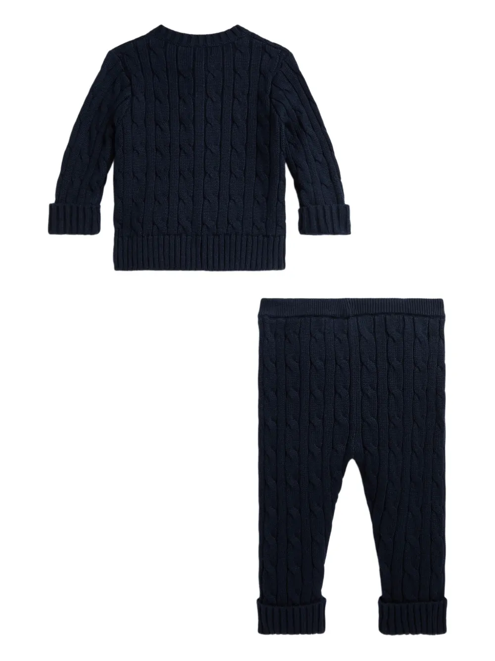 POLO RALPH LAUREN KIDS Fijngebreide katoenen broek en shirt Blauw