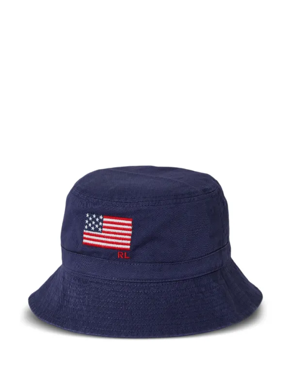 POLO RALPH LAUREN KIDS Flag Bucket Hat Blue FARFETCH GE