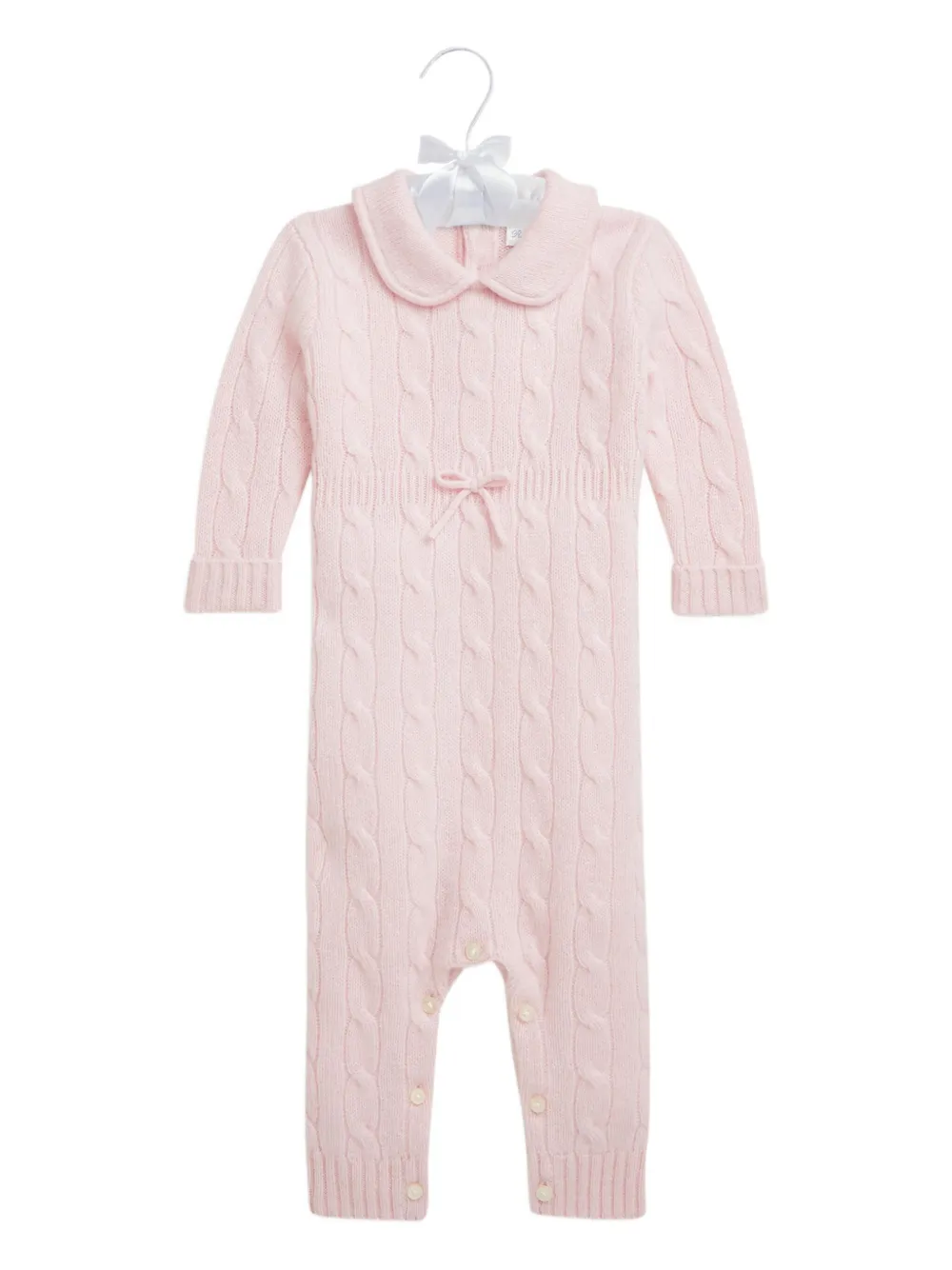 Polo Ralph Lauren Babies' Cable-knit Cashmere Romper In Pink