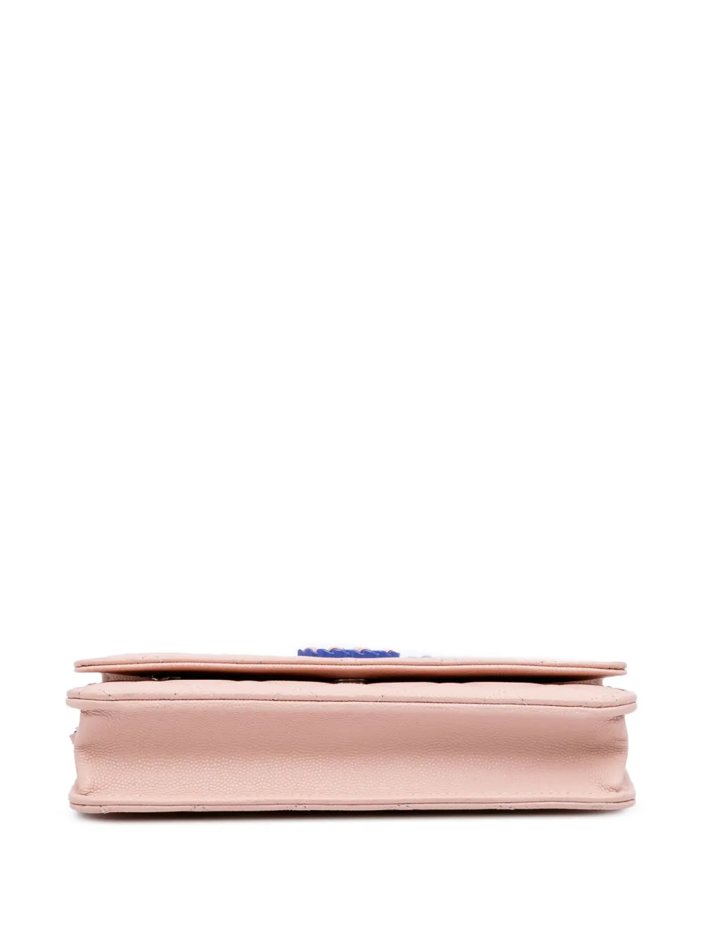 Pre-owned Chanel 2021-2024 Cc Quilted Caviar Wallet On Chain Crossbody Bag In Pink