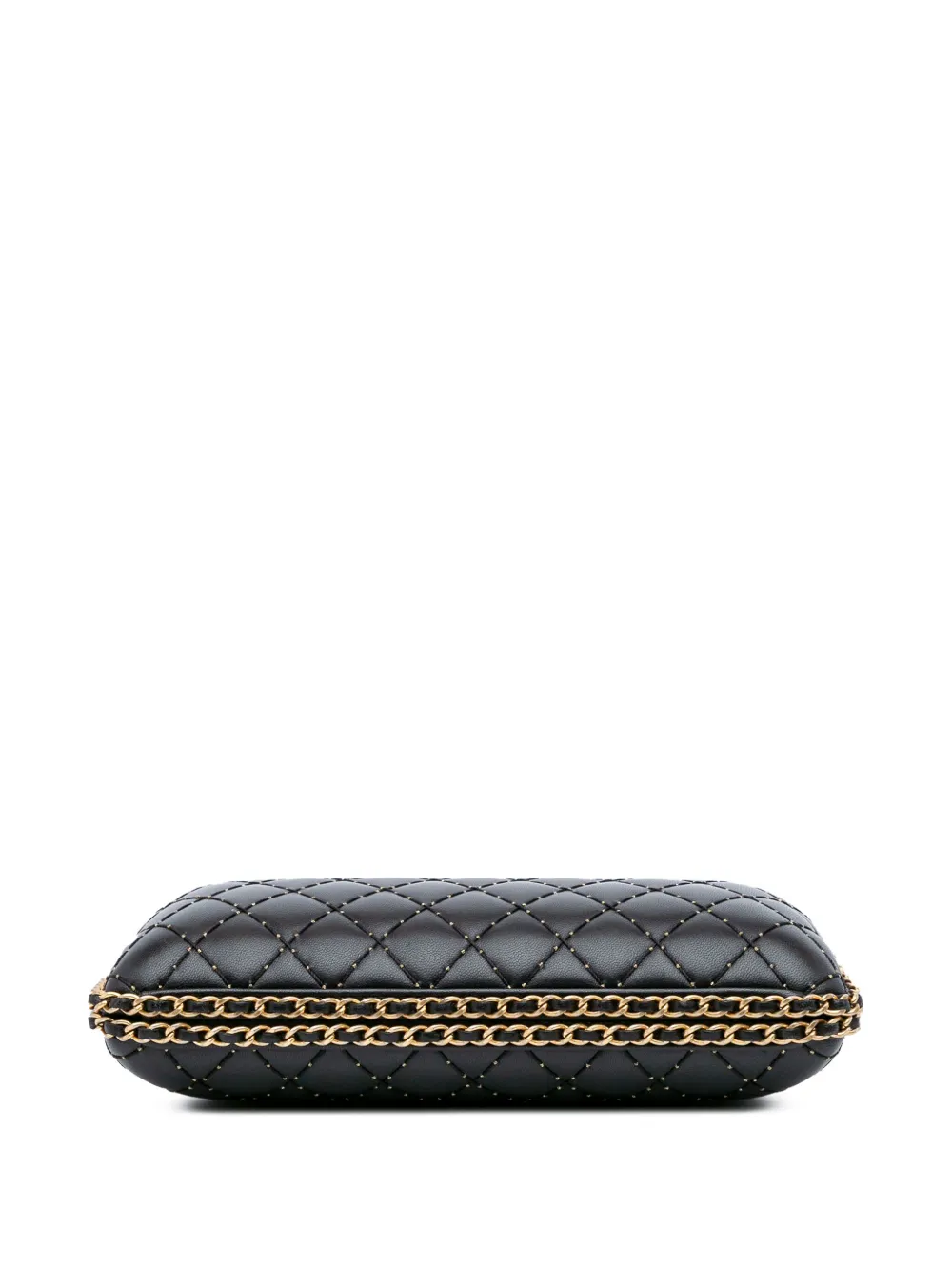 Pre-owned Chanel 2015-2016 Quilted Lambskin Studded Chain Around Clutch With Chain Crossbody Bag