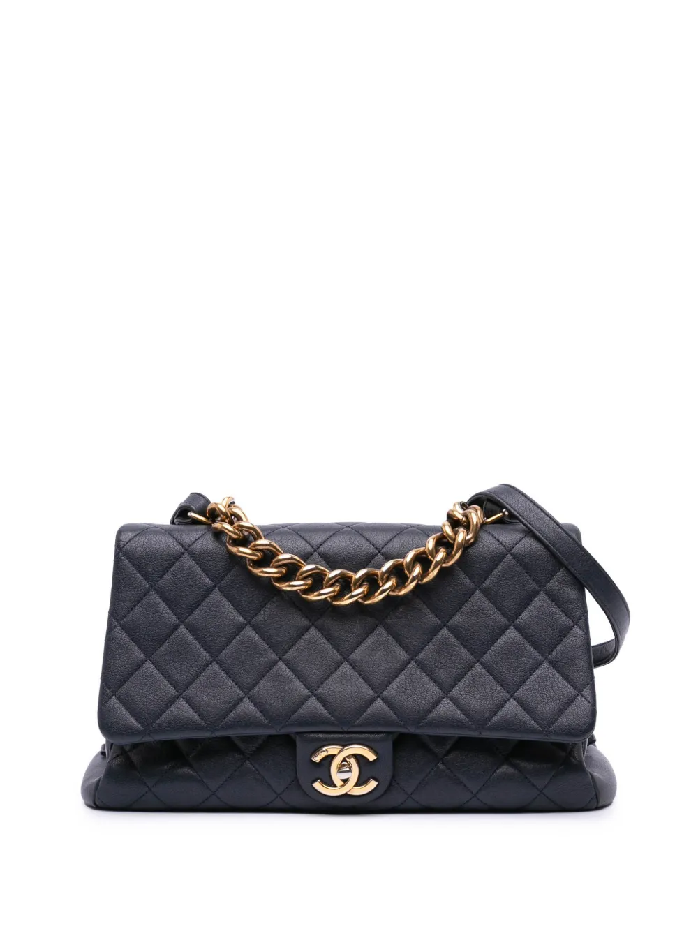 Pre-owned Chanel 2016-2017 Paris Rome Large Sheepskin Trapezio Flap Satchel