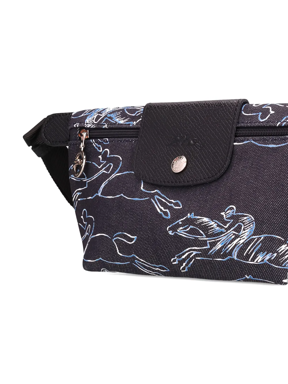 Longchamp Heuptas met paardenprint en omslag Blauw