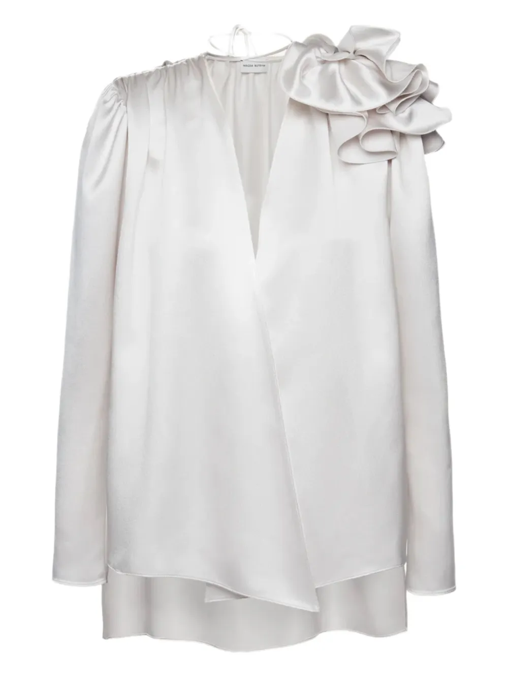 Magda Butrym ruffled-shoulder blouse Wit