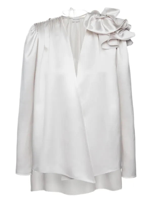 Magda Butrym Ruffled-shoulder Blouse in White