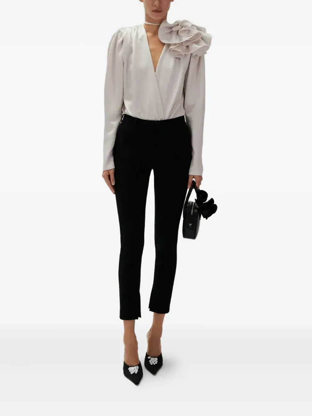 Magda Butrym ruffled-shoulder blouse Wit