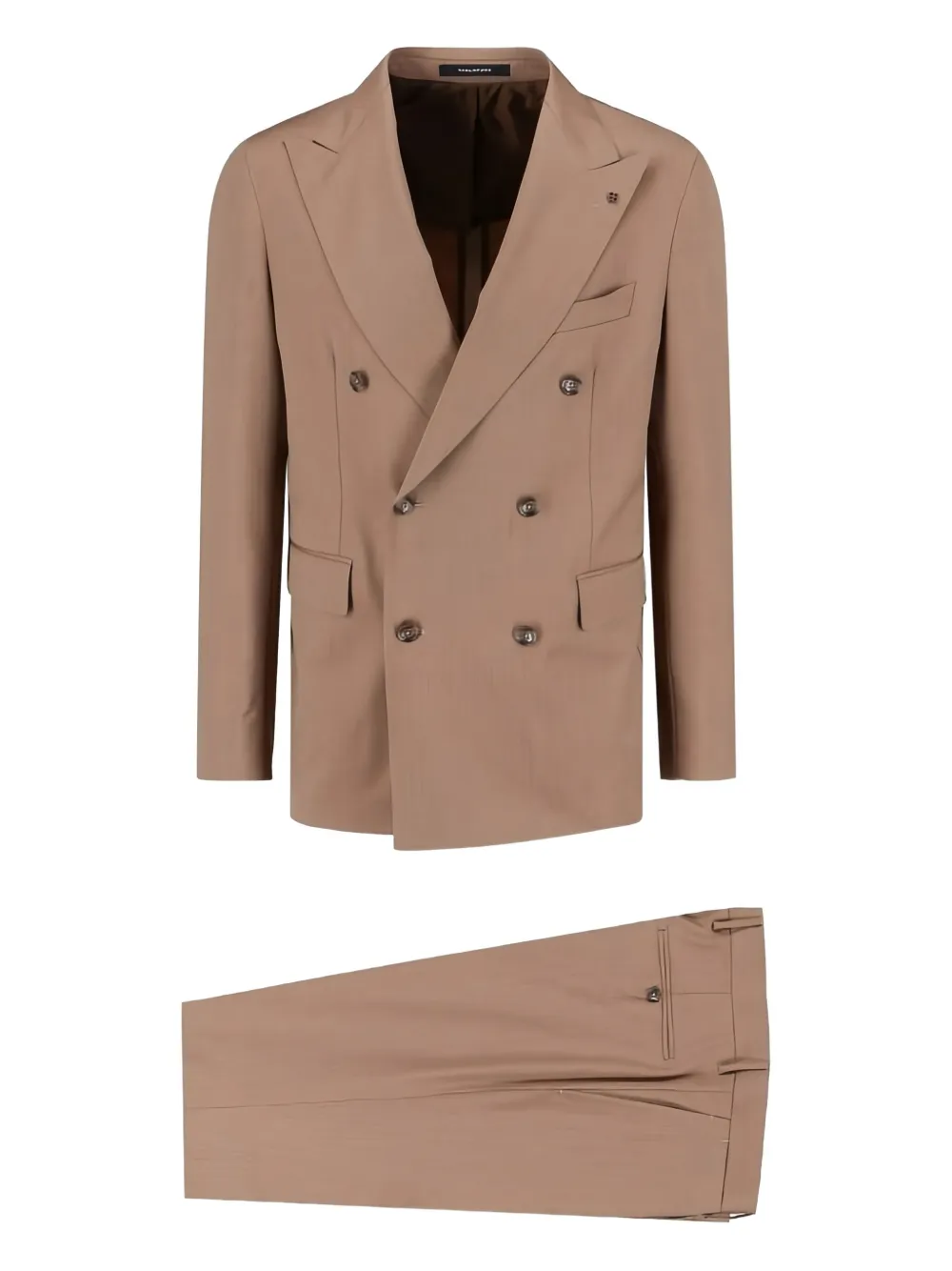 Tagliatore herringbone double-breasted suit Beige