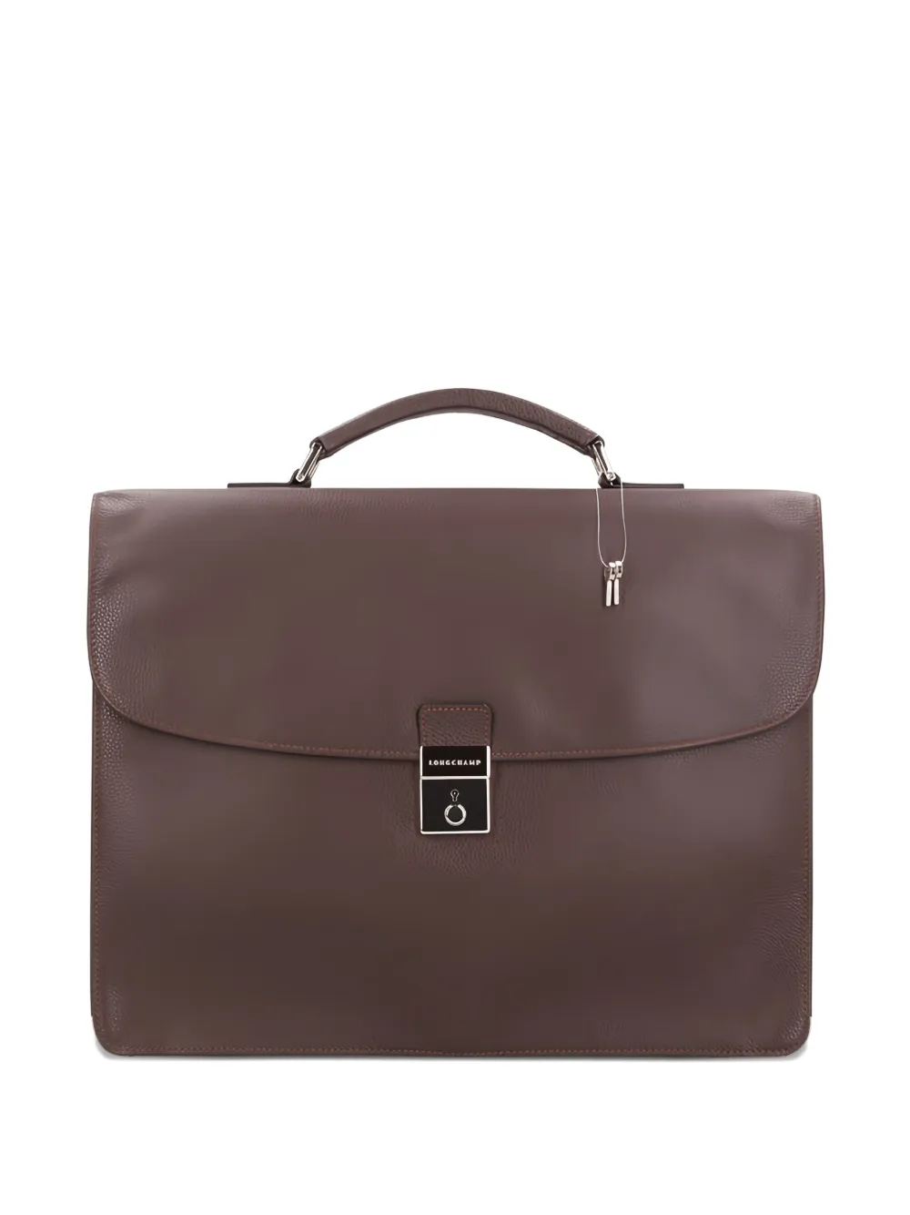 Longchamp lock-clasp leather laptop bag Bruin