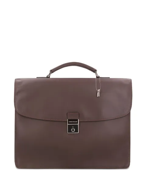 Longchamp lock-clasp leather laptop bag