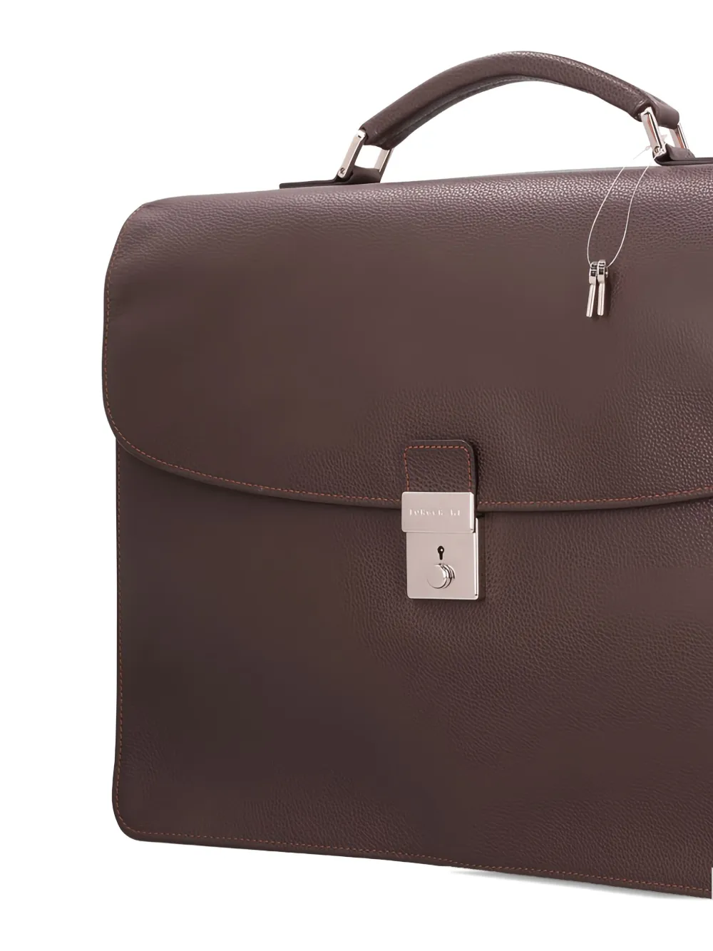 Longchamp lock-clasp leather laptop bag Bruin