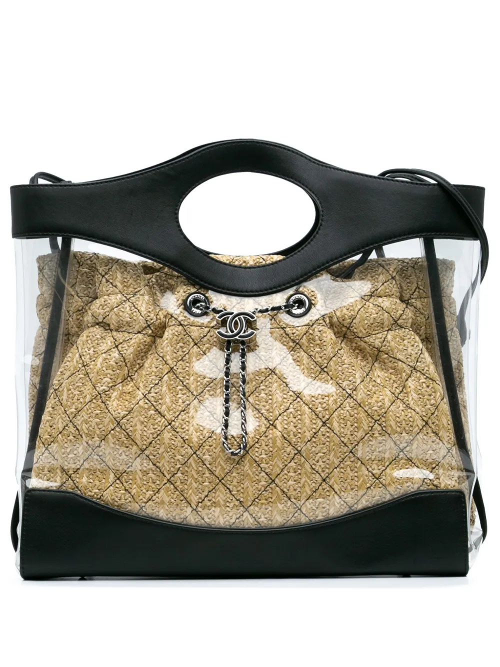 CHANEL Pre-Owned 2019 31 PVC&カーフスキン 31 ショッピング トート サッチェルバッグ - ブラック CHANEL Pre-Owned 2019 31 PVC&カーフスキン 31 ショッピング トート サッチェルバッグ - ブラック