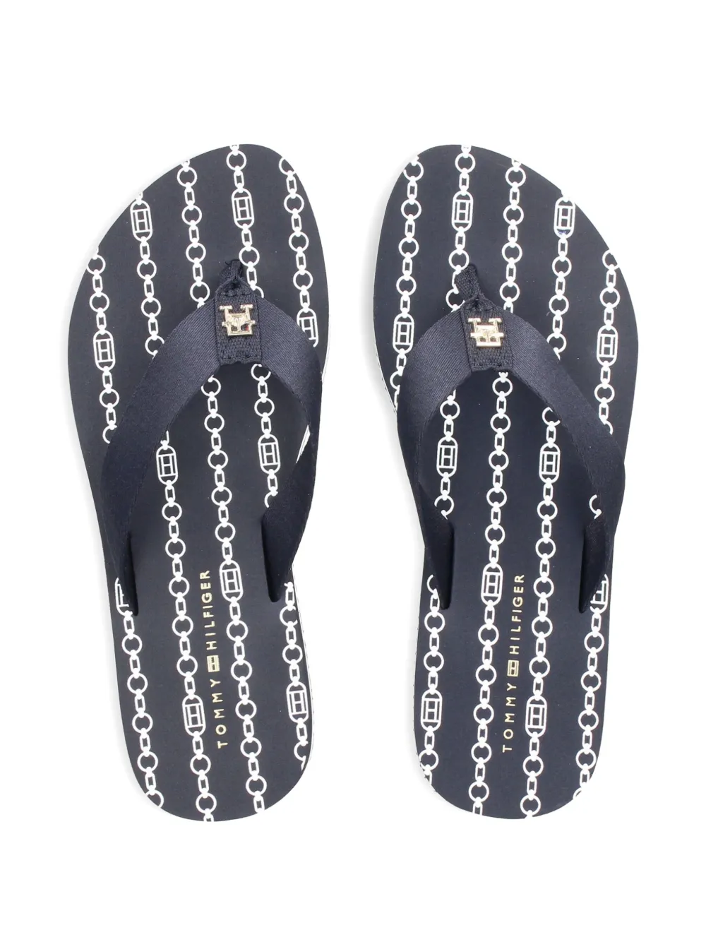Tommy Hilfiger 38mm chain-print wedge sandals Blue