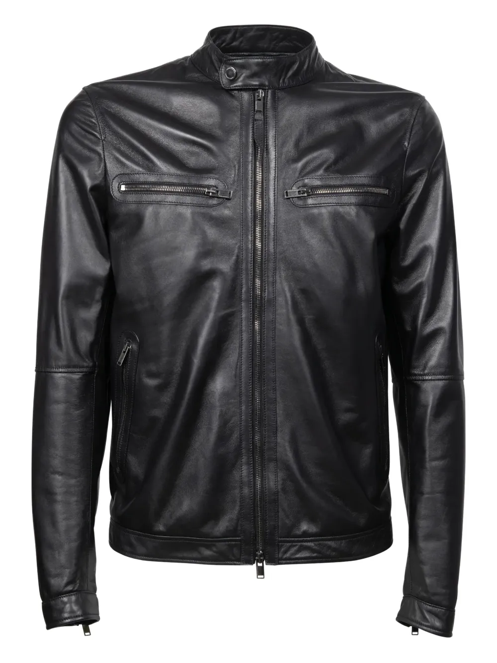 Tagliatore zip-fastening pocket leather jacket Zwart
