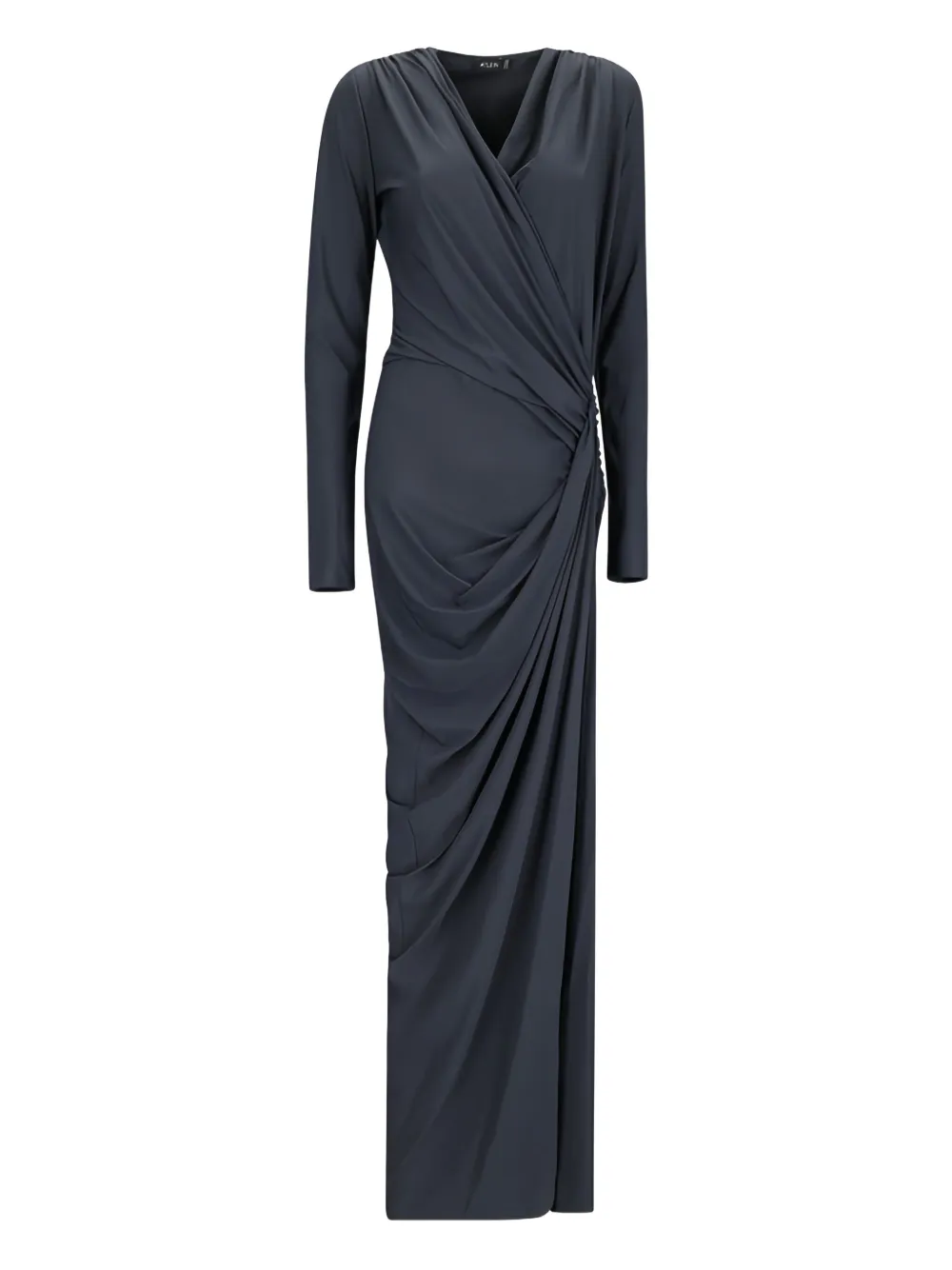 crossover-neck draped dress
