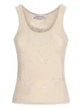 Blumarine rose-pattern mesh top - Neutrals