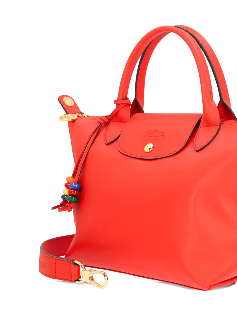 Longchamp Pliage shopper met kralen bedel Rood