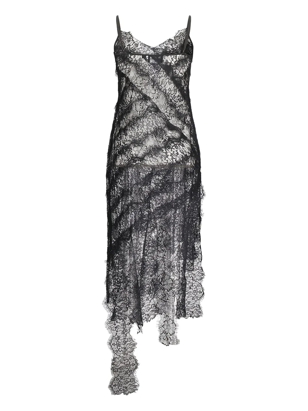 Retrofete Sabina lace asymmetric midi dress Zwart