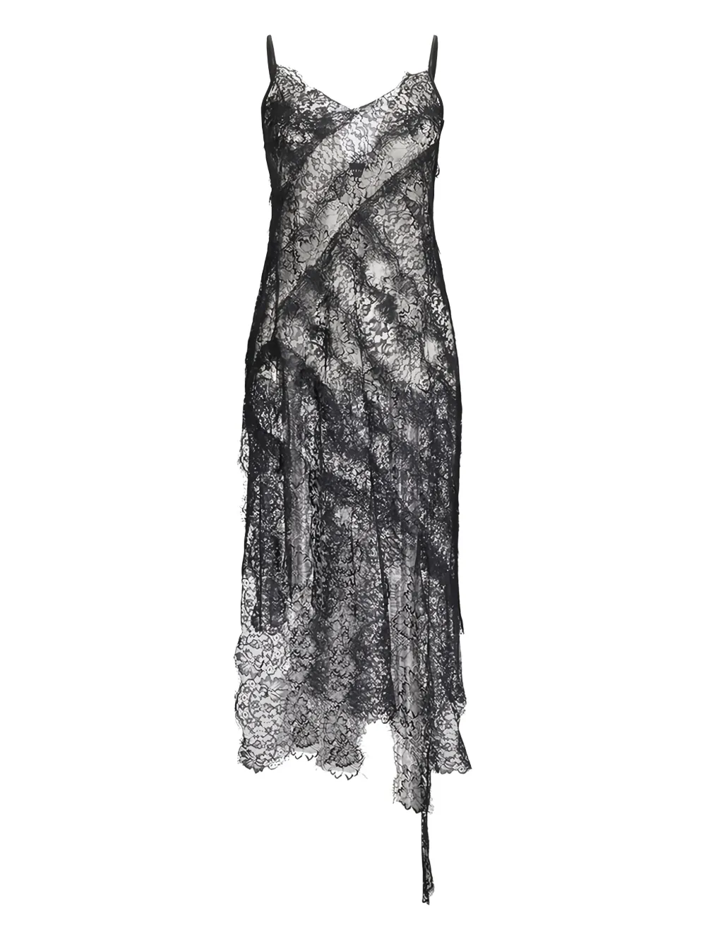 Retrofete Sabina lace asymmetric midi dress Zwart