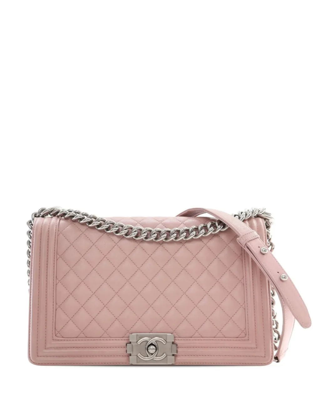 CHANEL Pre-Owned 2014-2015 ミディアム マトラッセ カーフスキン ボーイ フラップ ショルダーバッグ - ピンク CHANEL Pre-Owned 2014-2015 ミディアム マトラッセ カーフスキン ボーイ フラップ ショルダーバッグ - ピンク