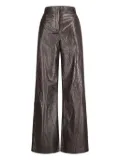 Enes crocodile-effect leather trousers - Brown