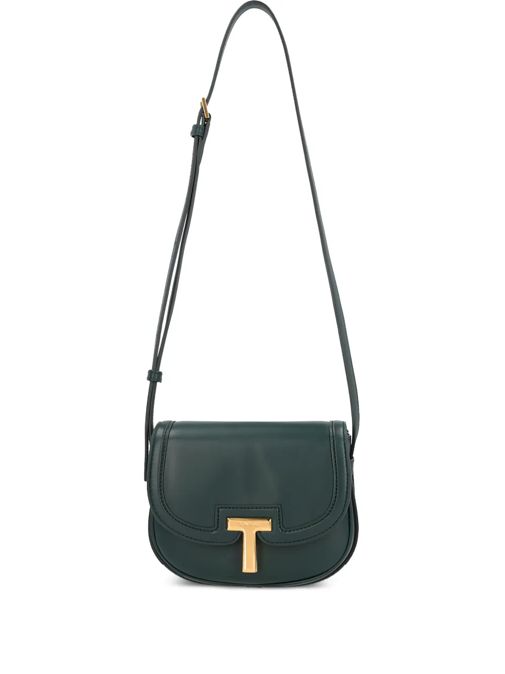 TOM FORD Leren schoudertas met T-plakkaat Groen